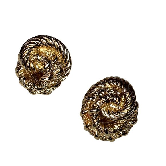 Christian Dior Textured Gold Tone Knot Earrings - Picture 2 of 5